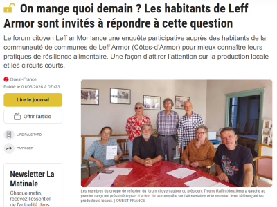 On mange quoi demain ? Les habitants de Leff Armor sont invit&eacute;s &agrave; r&eacute;pondre &agrave; cette question